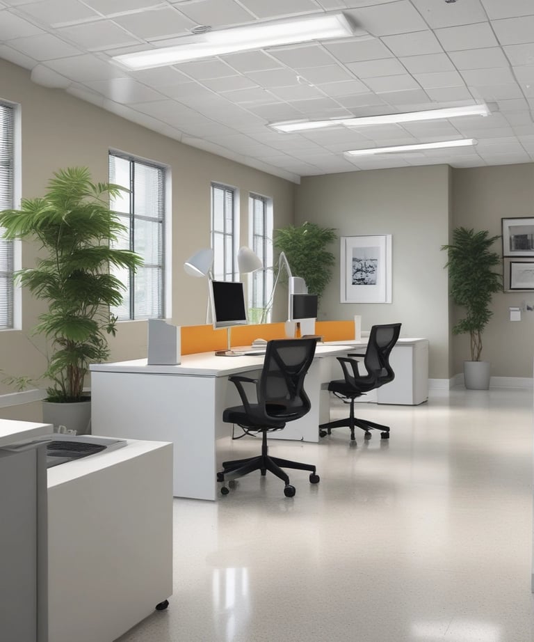 A professional pressure washer cleaning a driveway surrounded by trimmed trees.