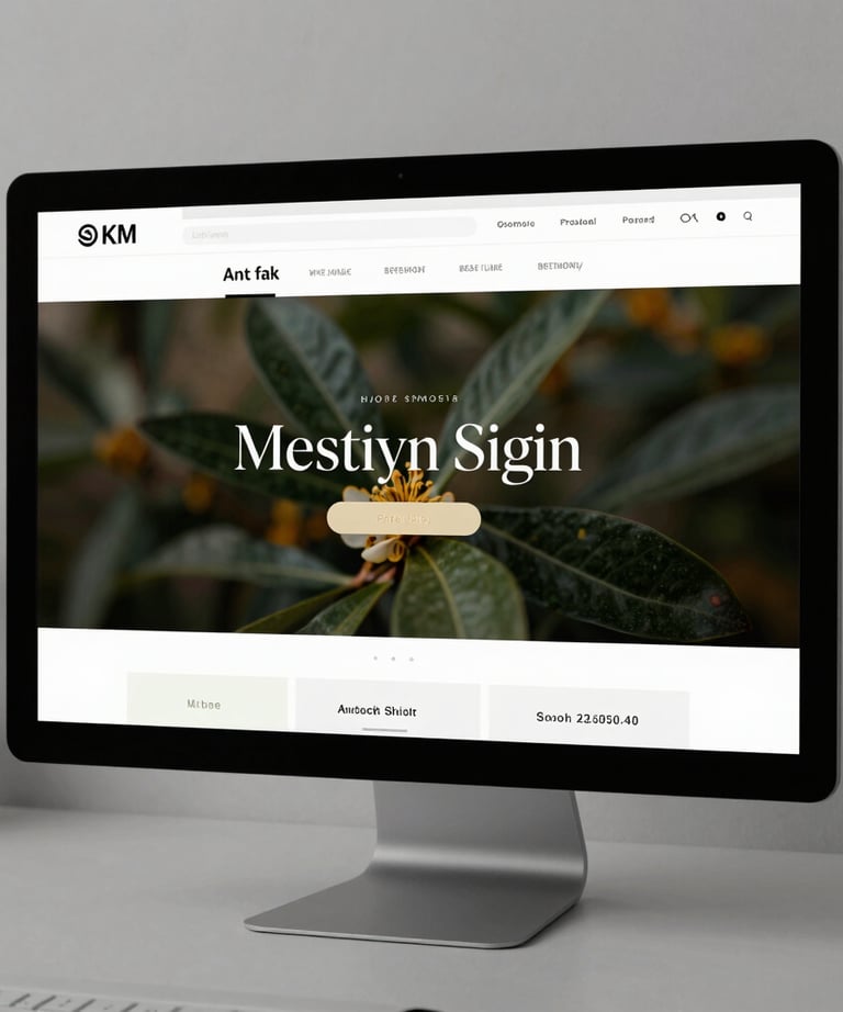 Screenshot of a high-end web portfolio with smooth scrolling and elegant typography, displayed on a minimalist monitor.