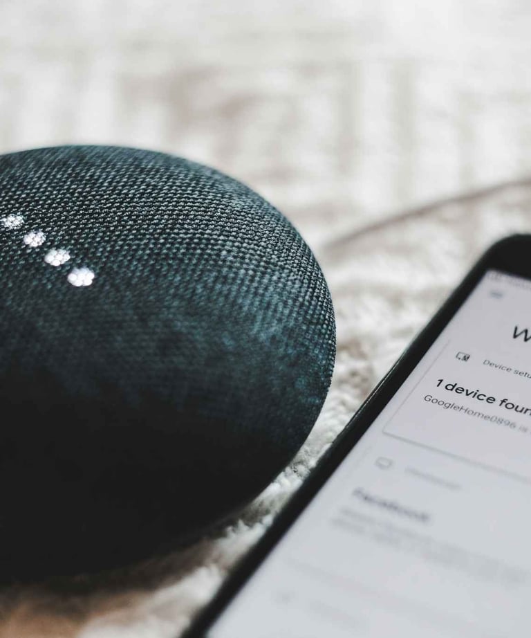 a smart speaker with a phone and voice