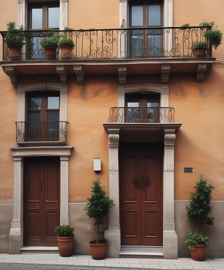 A scenic view of an Italian neighborhood with charming houses and cobblestone streets.