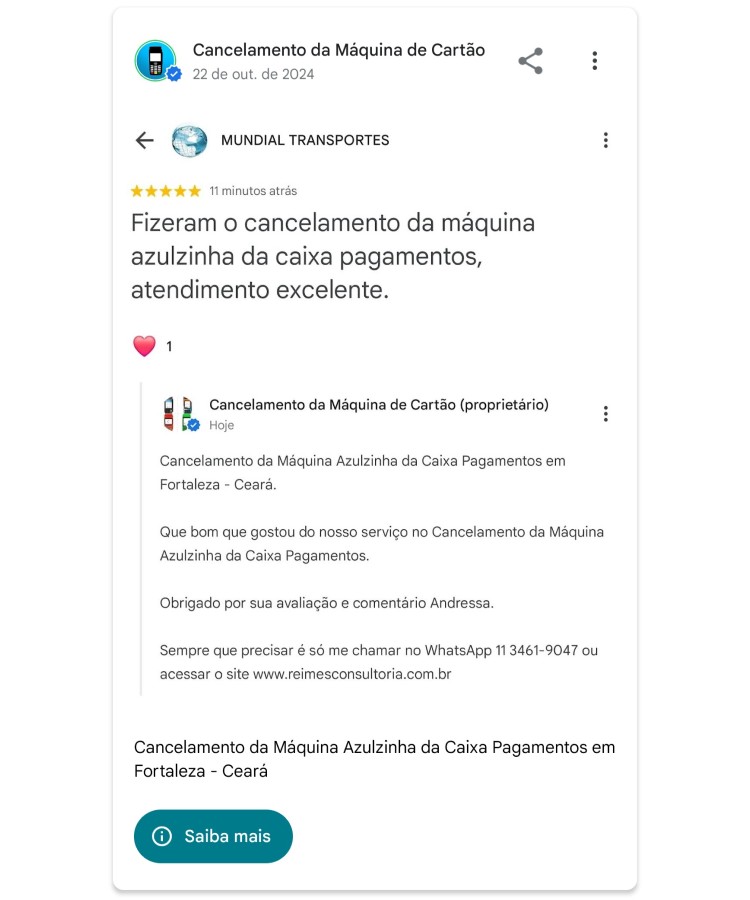 Cancelamento da Maquina Azulzinha da Caixa Pagamentos em Fortaleza Ceara