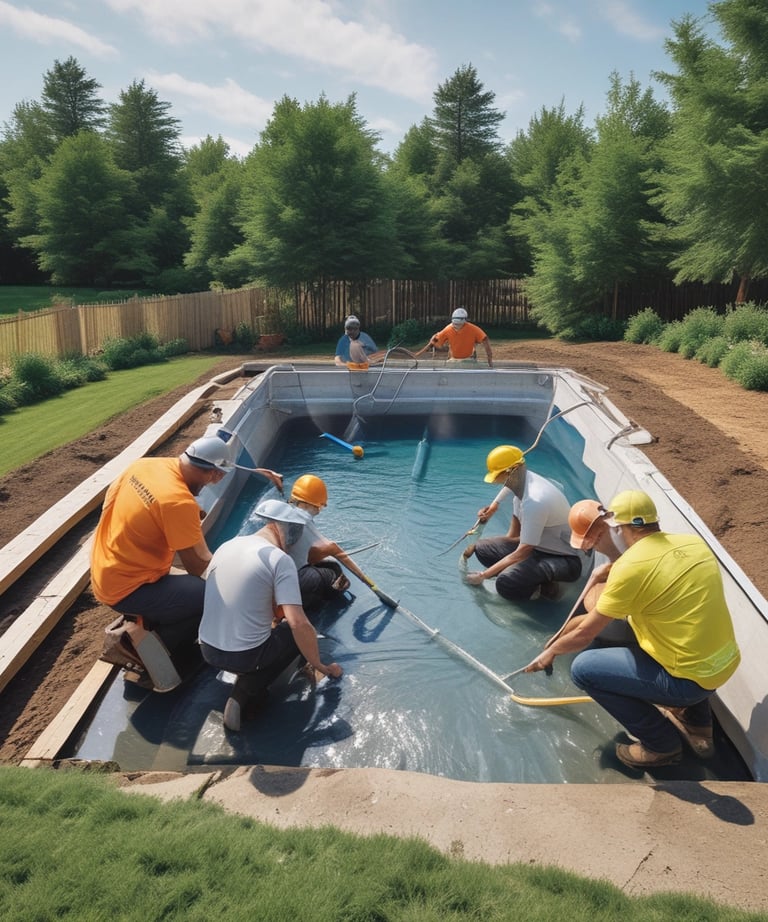 Close-up of hands assembling a micro pool kit with detailed parts laid out.