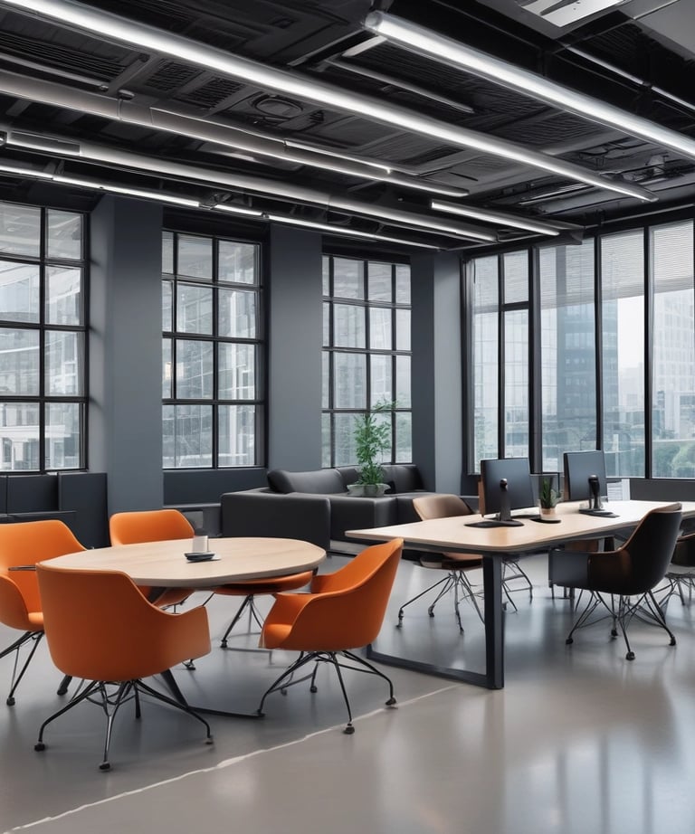 A modern office space with a focus on cybersecurity consulting.