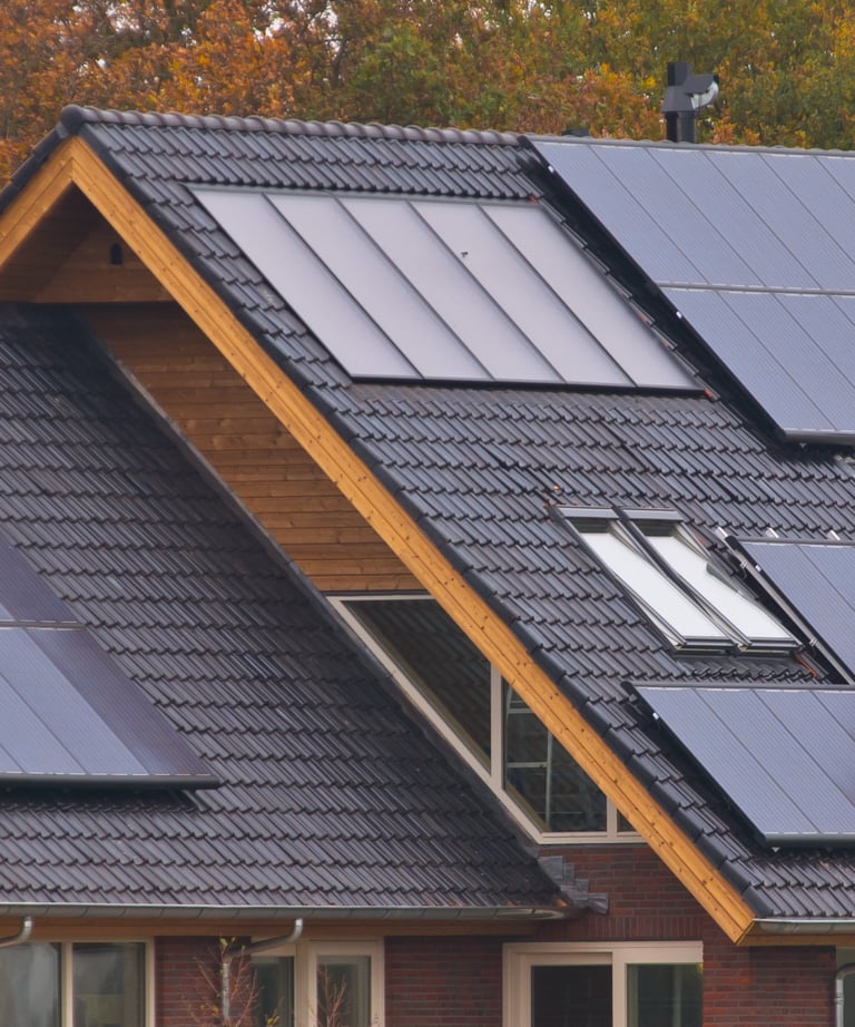 Energy saving Solar panels on the roof of a house