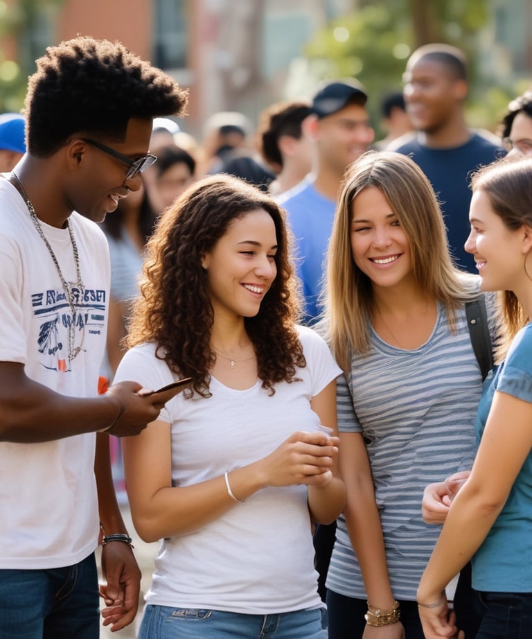 A group of teens engaged in a lively workshop, sharing ideas and encouragement.