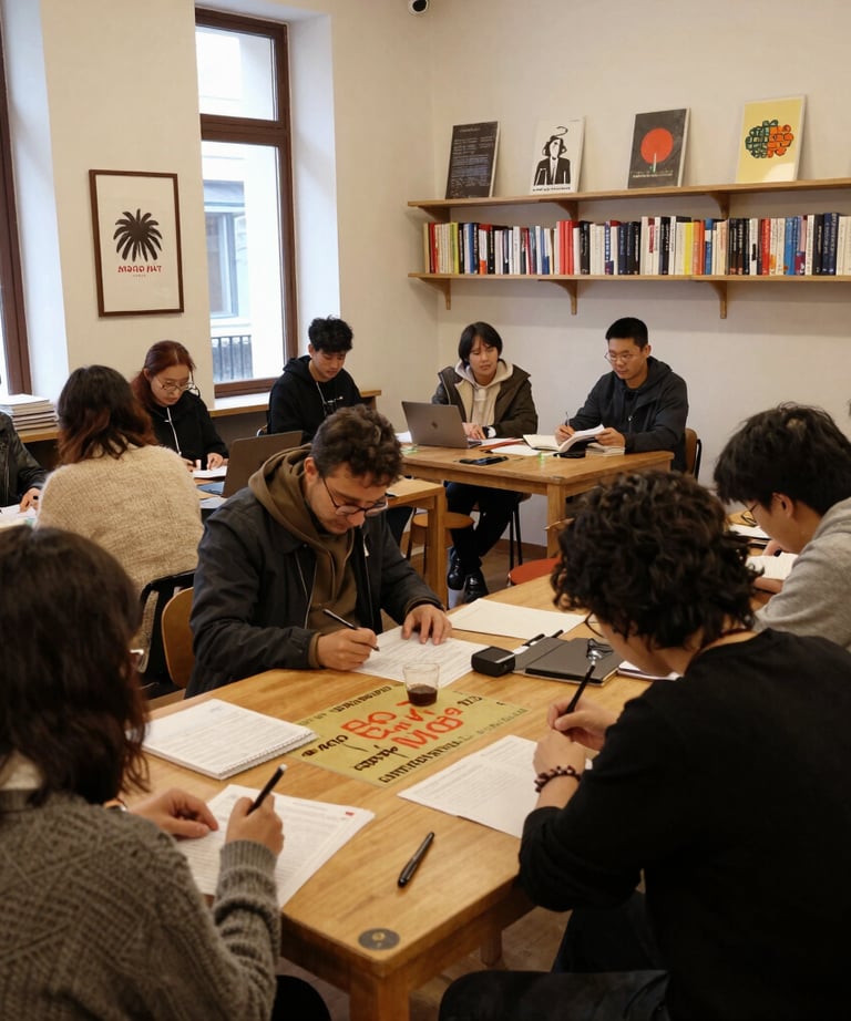 Children animatedly participating in a playful, word-based educational game outdoors.