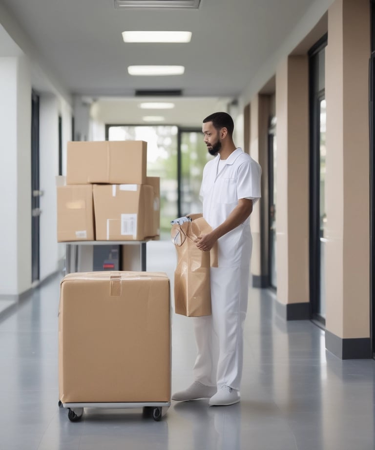 A sleek delivery van with pytex branding parked outside a modern laboratory.