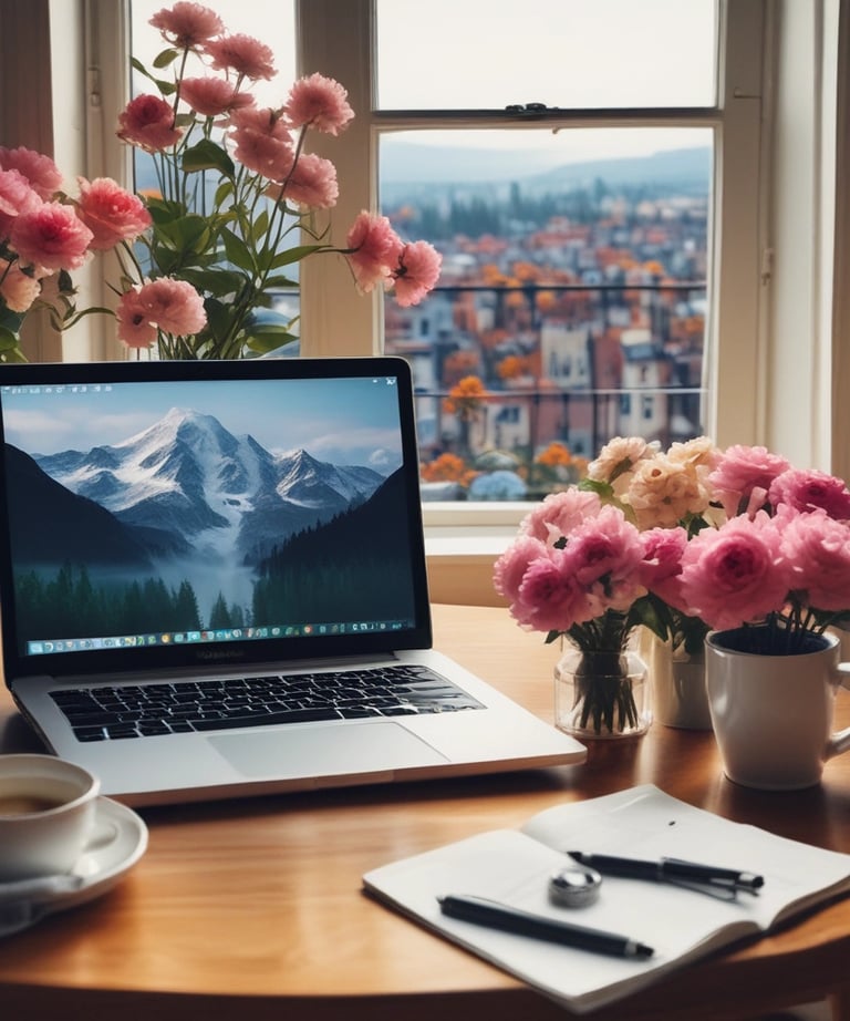 Student smiling while studying with elegant gold-accented stationery.