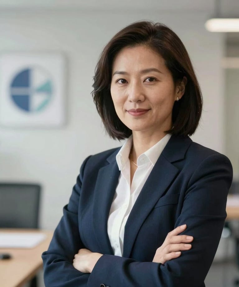 A professional portrait of a risk management specialist in a clean, contemporary financial environment. North American / Global Financial Market.