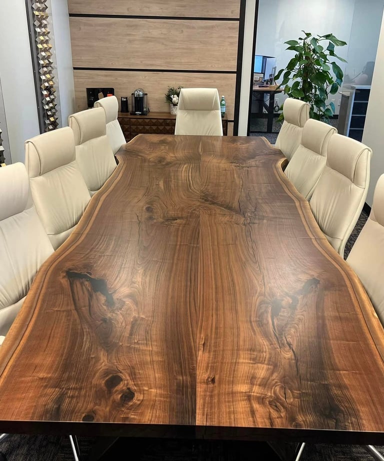 custom black walnut live edge boardroom table