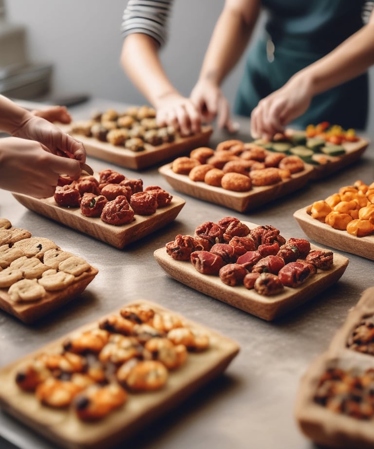 An inviting display of colourful brigadeiros in a traditional Brazilian setting.