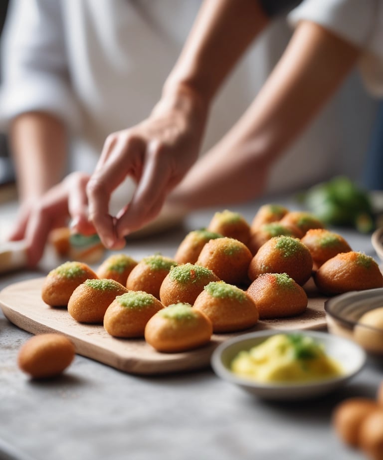 Artisan hands delicately preparing brigadeiros, showcasing the sweet treat’s rich chocolate texture.