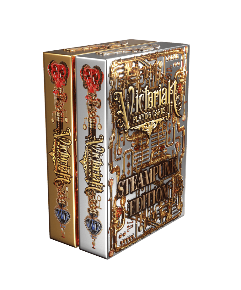 Modélisation 3D d'un paquet de cartes à jouer originales steampunk