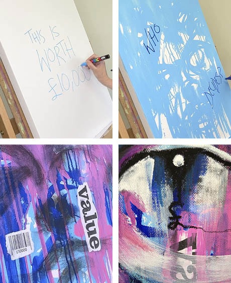 Detail from Face Value the painting I sold for Monopoly Money