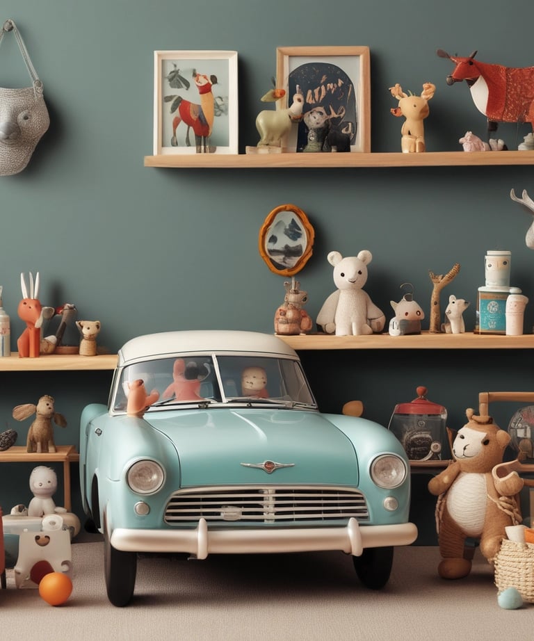 Close-up of modern kitchen gadgets and utensils neatly displayed on shelves.