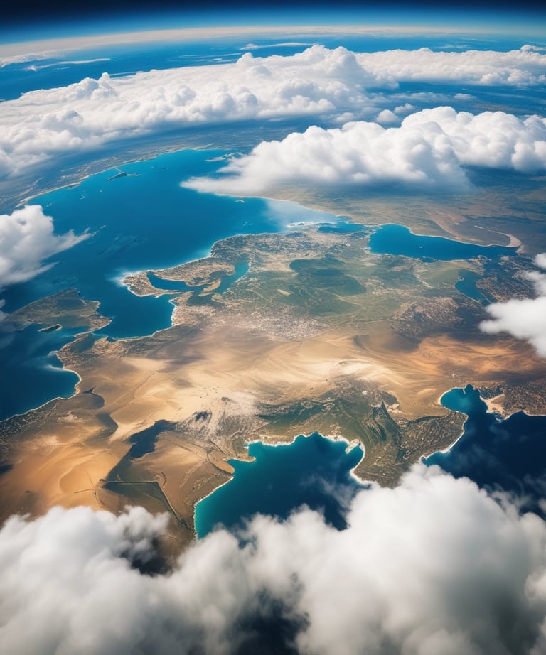 A sleek airplane soaring above clouds, symbolizing global reach and innovation.
