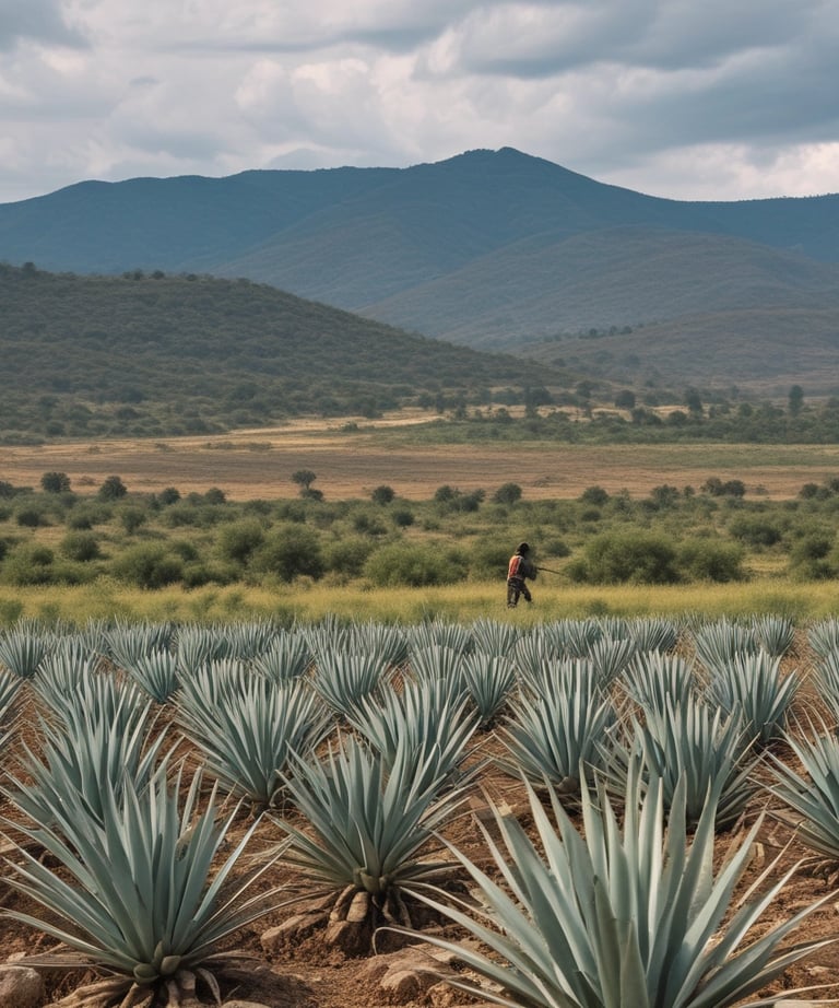 Close-up of hands crafting mezcal with traditional tools in a minimalistic workshop.