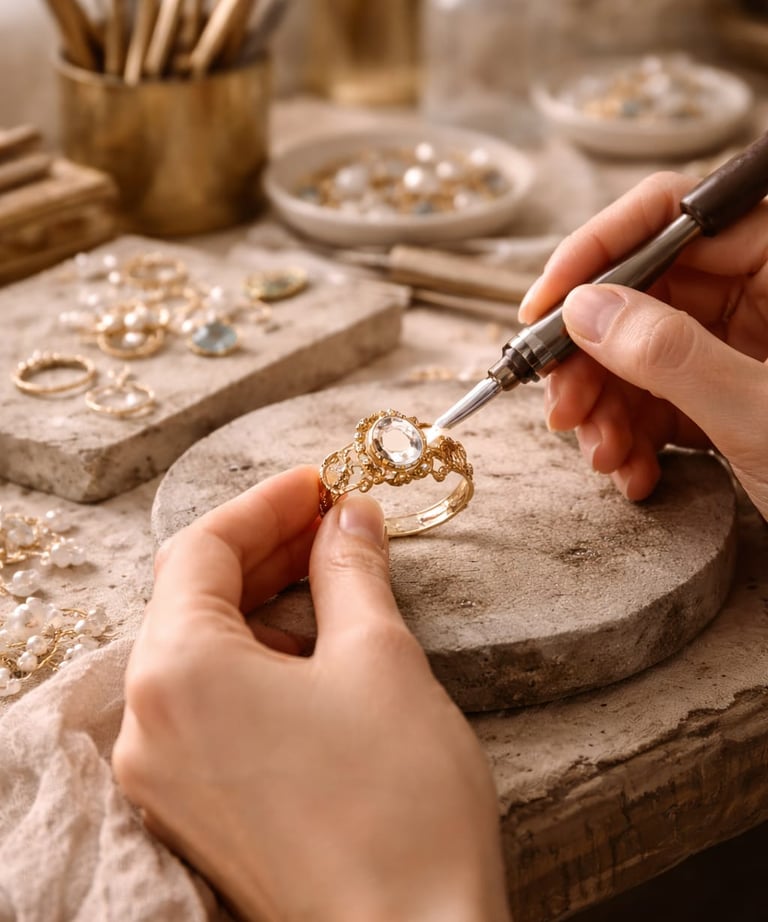 anillo de joyeria hecha a mano en un taller