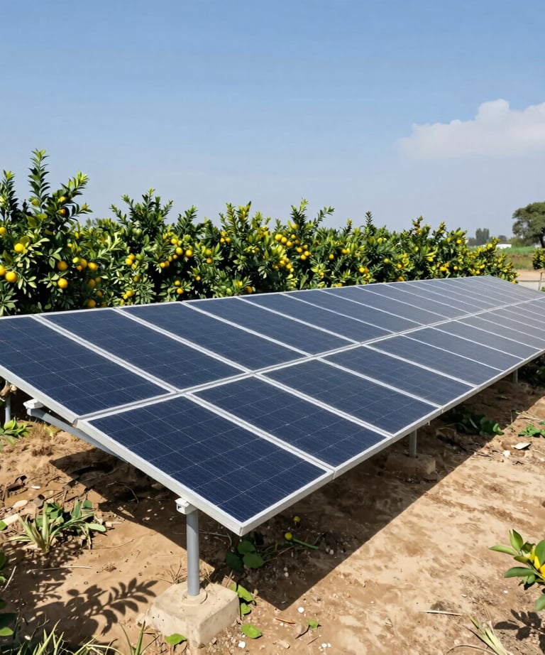 Close-up of a technician inspecting a solar panel with a digital meter.