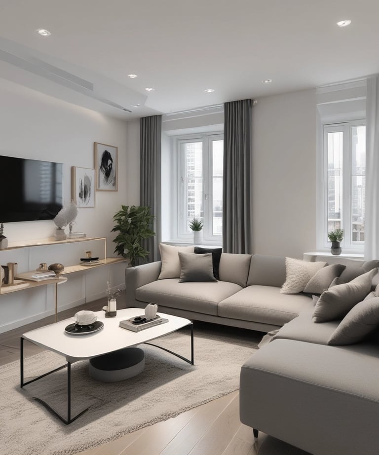 Close-up of a clean, well-prepared living room ready for guests.