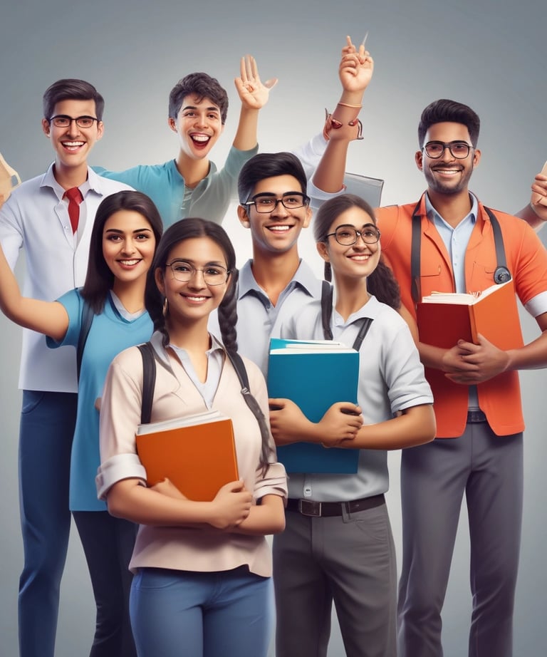 Faculty members interacting warmly with students in a modern classroom at Shivaay Gurukul.