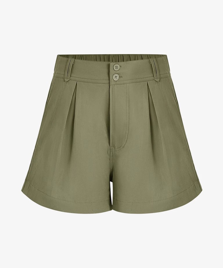 women's army green high waist shorts