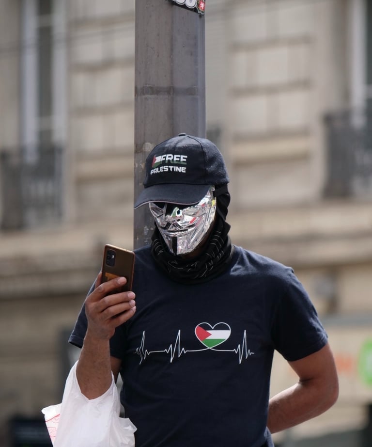 a man in a mask mask and a masker on a street