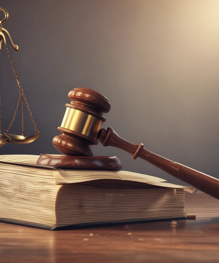 An office setting showcasing legal books and documents.