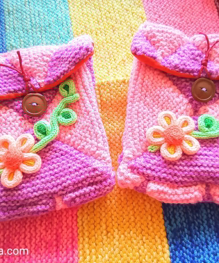 Pink young ladies handbag with punched flowers