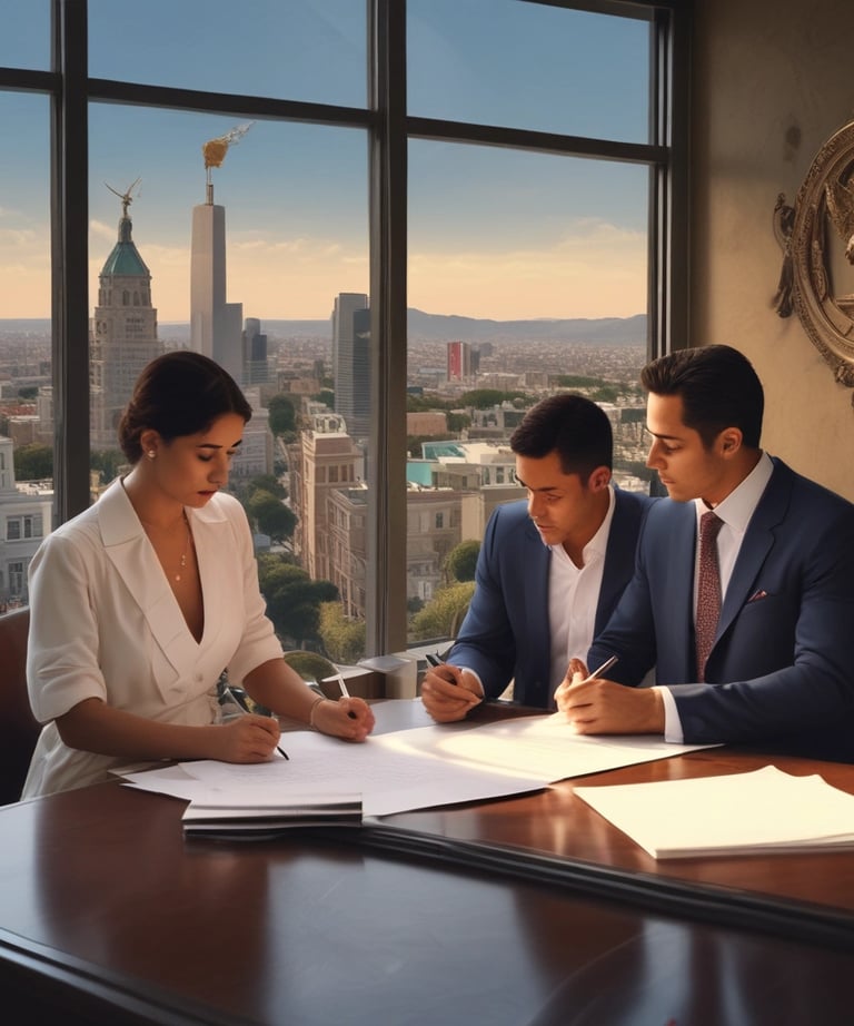 A professional team discussing real estate solutions.
