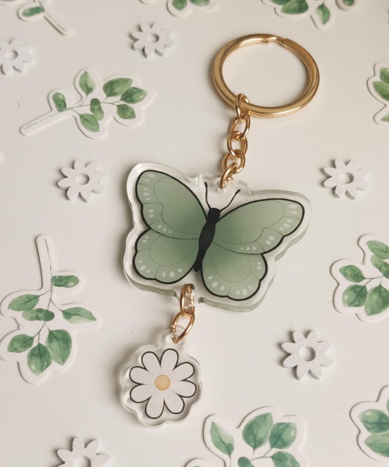 porte-clés illustrés acrylique et epoxy pour créer un univers cozy et slow life