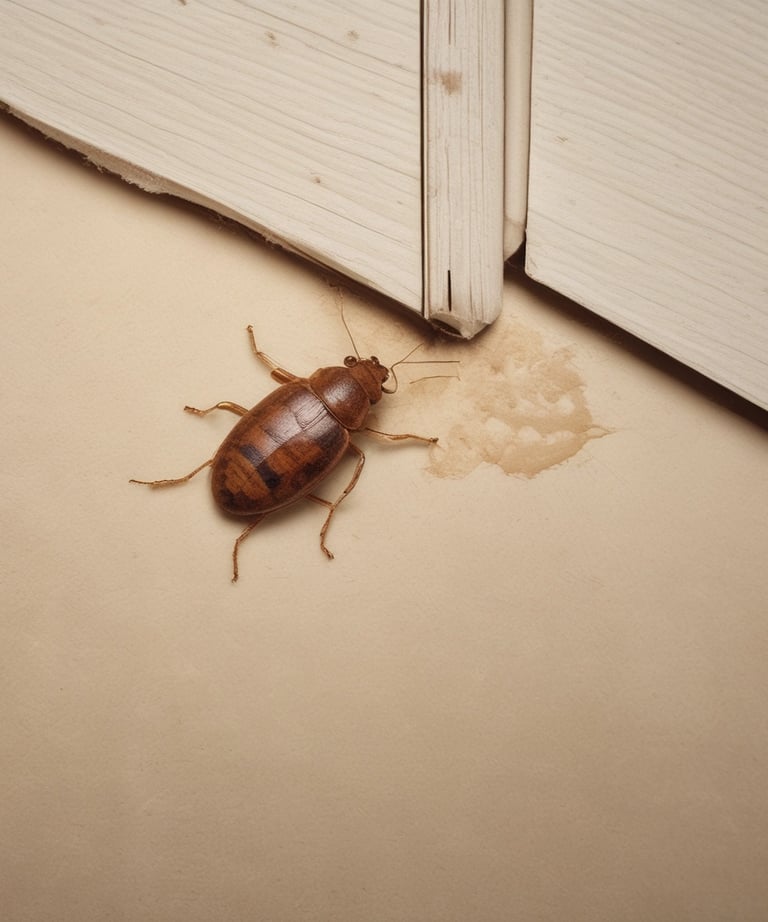 A group of small red and black insects, likely firebugs, are crawling on a bed of vibrant green moss. The background is softly blurred, creating a serene, natural ambiance.
