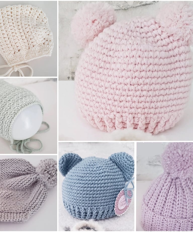 Gorros y capotas para bebé hechos a mano