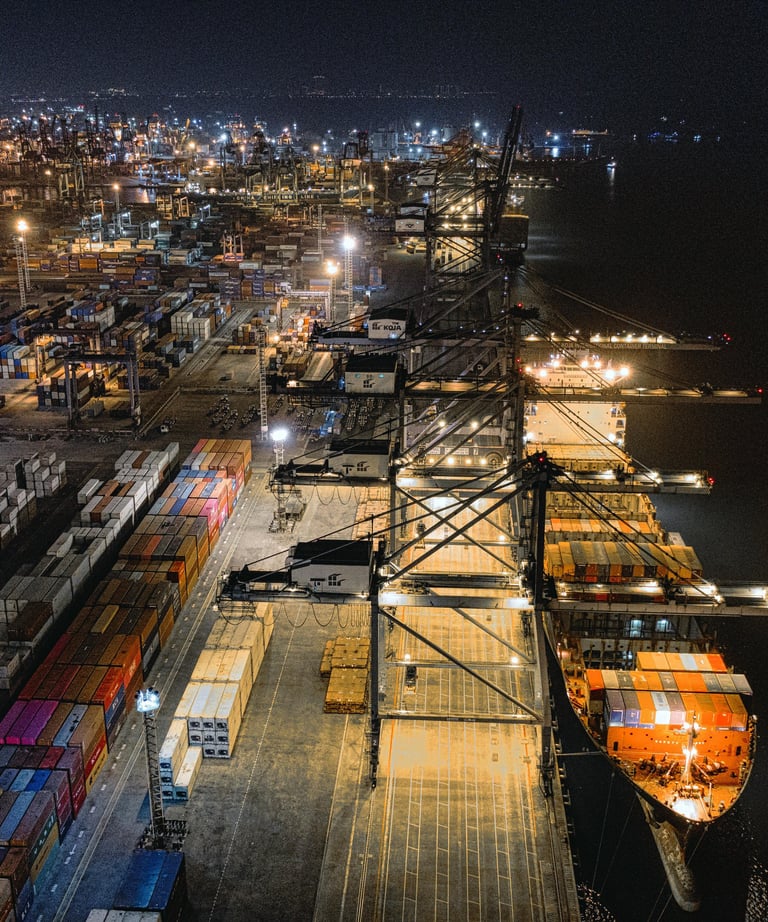 Port full of containers