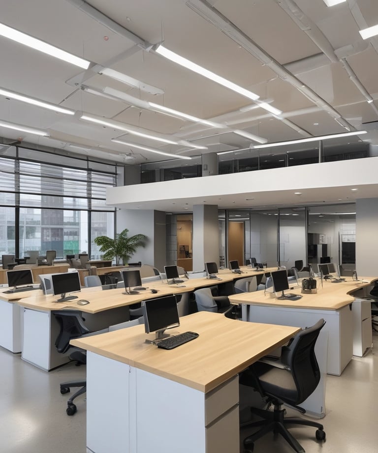 A friendly team member cleaning an office space.