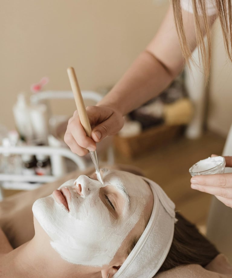 facial mask application on womens face