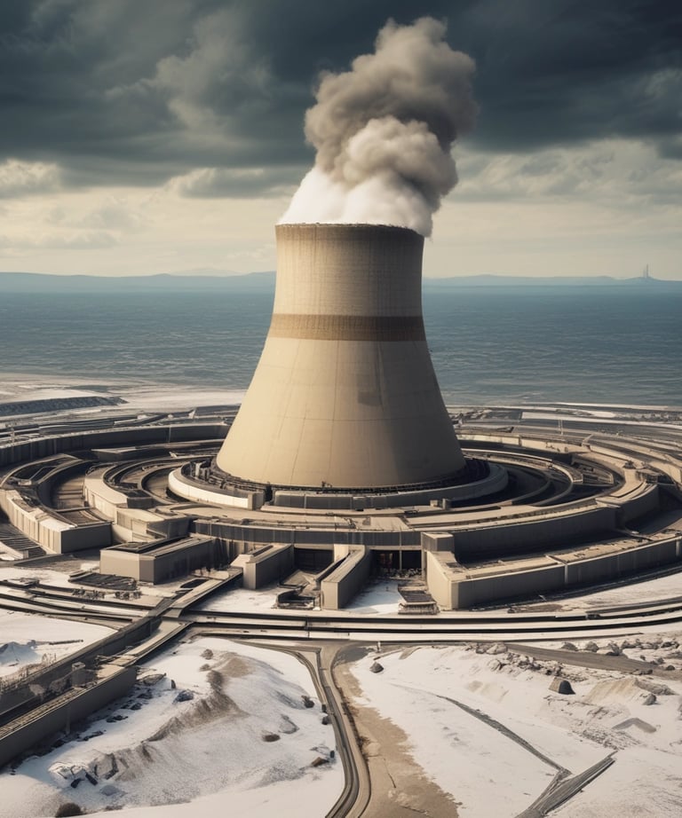 Close-up of hands typing on a laptop with nuclear compliance guidelines on screen.