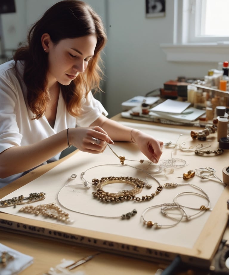 Jewelry artisans collaborating during a professional development workshop.