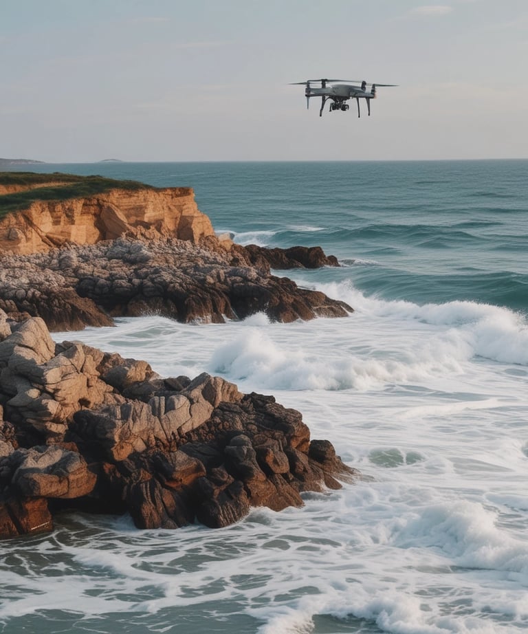 A drone capturing a sweeping aerial view of the English countryside at sunset.