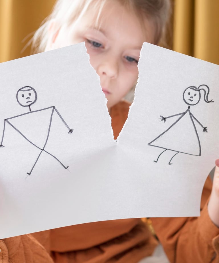 a child's drawing of a boy and girl
