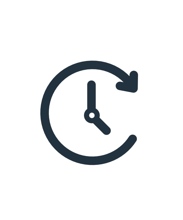 Circular clock icon with an arrow indicating time or history, useful for productivity and scheduling apps.