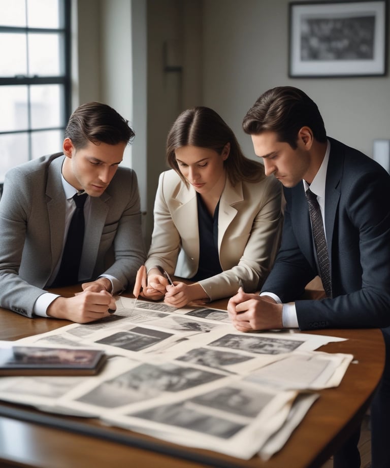 A team of investigators discussing a case.