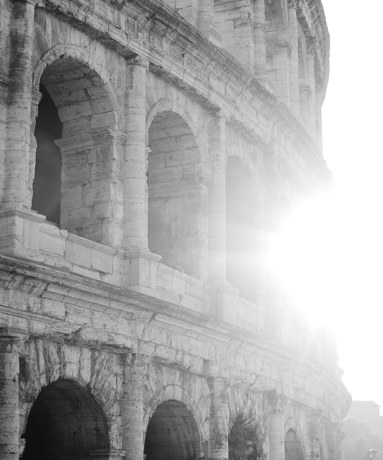 photo noir et blanc, Colisée, rayon de soleil