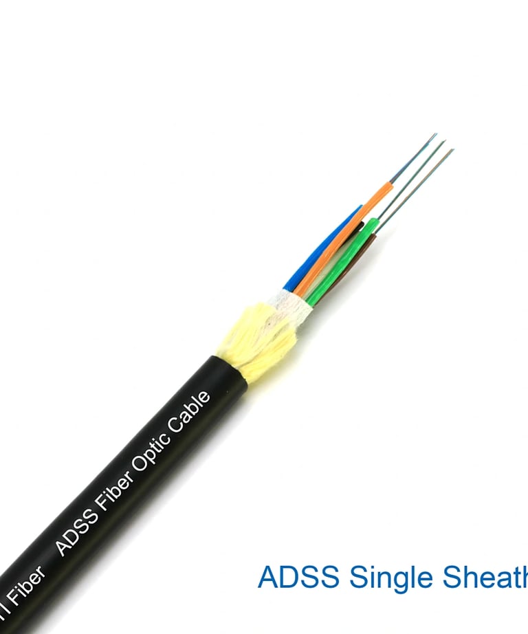 ADSS 12 core 48 core 72 core Fiber Optic Cable Single Sheath with PE Jacket