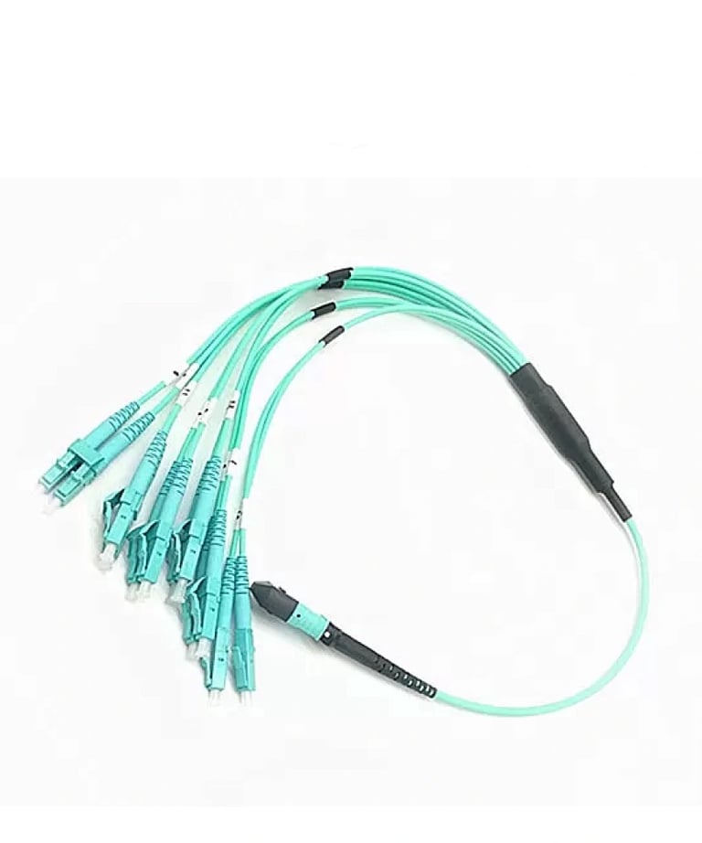 12 Cores Fiber Optic Patch Cables , MPO Multimode Patch Cable With LC Connector