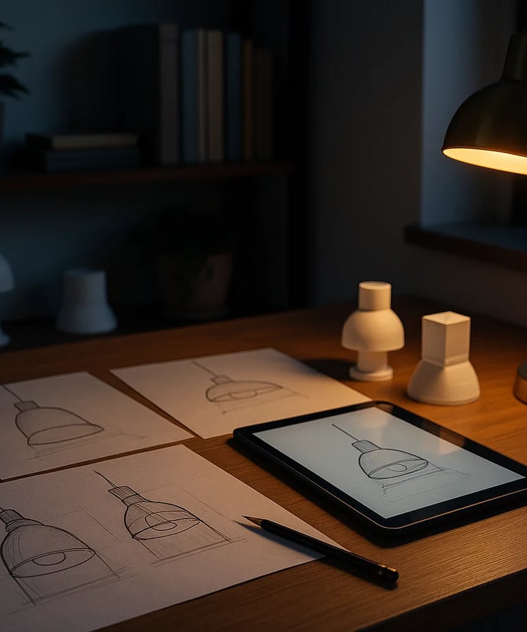 Lighting designer in a cozy workspace