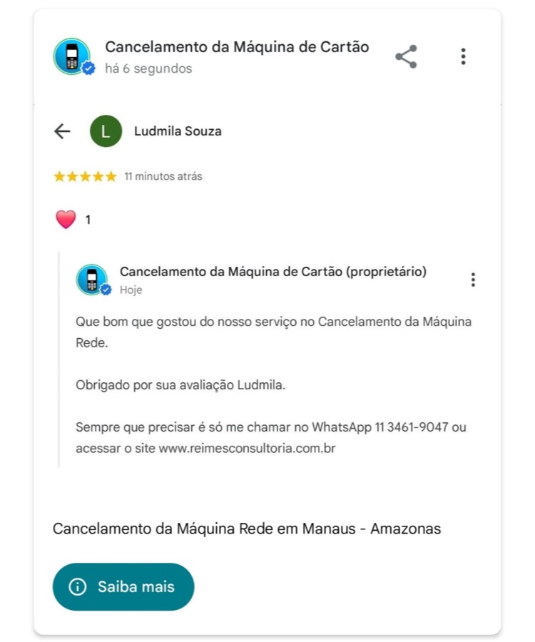 Cancelamento da Maquina Rede em Manaus Amazonas