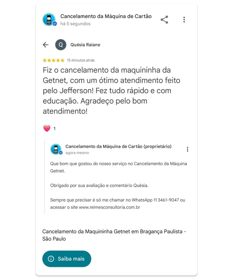 Cancelamento da Maquininha Getnet em Braganca Paulista Sao Paulo