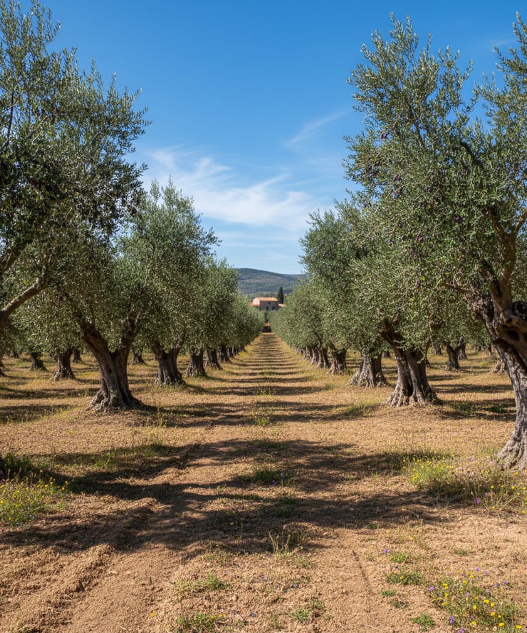 a dirt road with trees and a dirt road