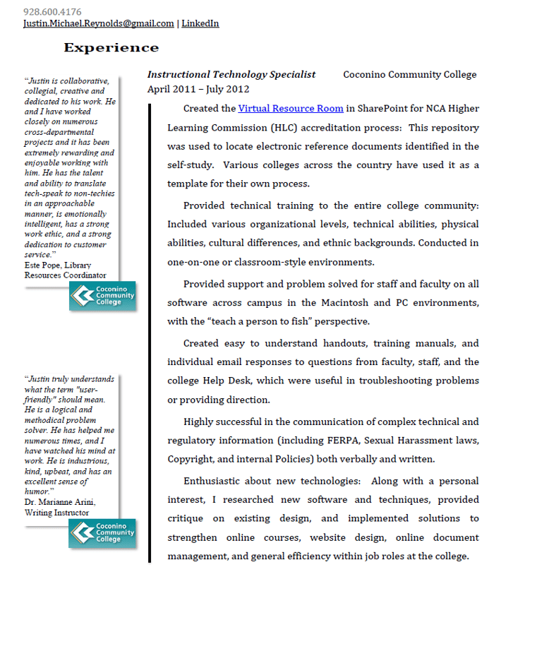 previous resume page 1